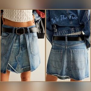 We The Free Bare With Me Denim Skirt Rebel Hearts Size 29